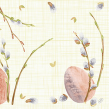 Duni Dunisoft-Servietten Willow Easter 40 x 40 cm 1/ 4 Falz 60 Stück