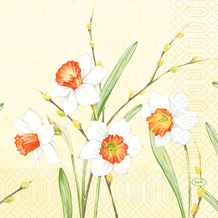 Duni Zelltuchservietten Daffodil Joy 33 x 33 cm 3-lagig 1/ 4 Falz 250 Stück