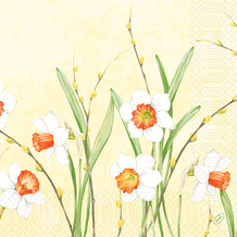 Duni Zelltuchservietten Daffodil Joy 40 x 40 cm 3-lagig 1/ 4 Falz 250 Stück