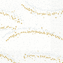 Duni Zelltuchservietten Golden Stardust white 40 x 40 cm 3-lagig 1/ 4 Falz 250 Stück