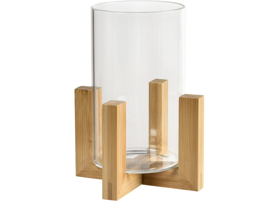 Duni Kerzenhalter für Stumpenkerzen Esme 120 x 120 x 170 mm, Holz, Glas 1 Stück