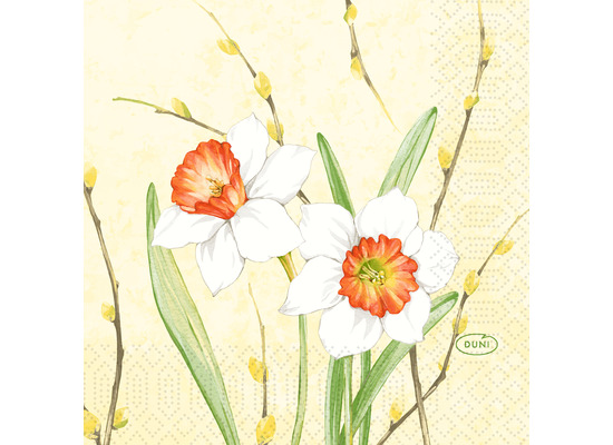 Duni Zelltuchservietten Daffodil Joy 24 x 24 cm 3-lagig 1/4 Falz 50 Stück