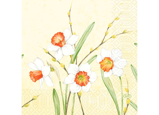 Duni Zelltuchservietten Daffodil Joy 33 x 33 cm 3-lagig 1/4 Falz 250 Stück
